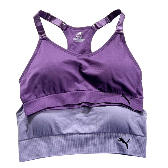 PUMA Seamless Sports Bra Large Pack of 2 Colors Moisture-Wicking Fabric New - Picture 1 of 7